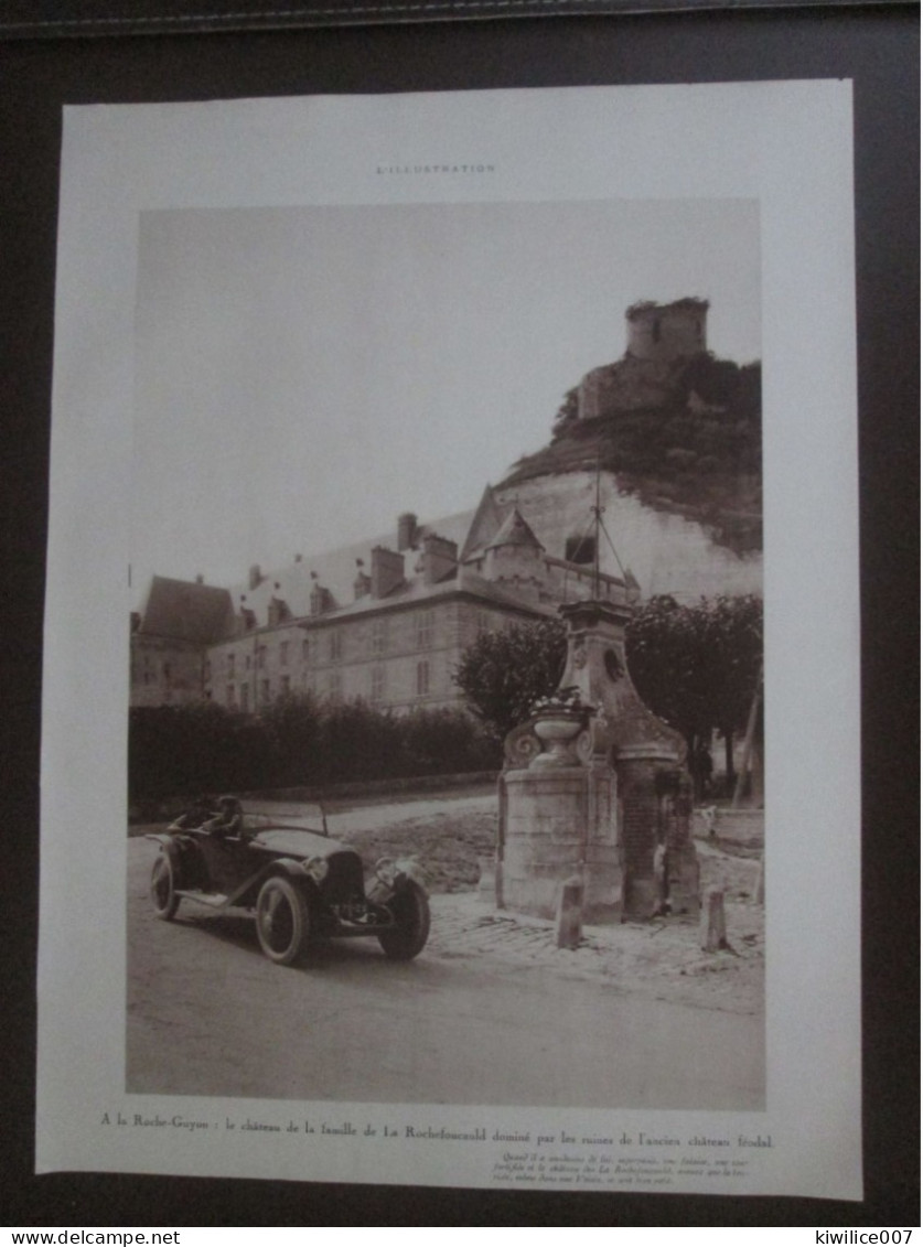 1924 LA ROCHE GUYON  Le Chateau De La Famille De LA ROCHEFOUCAULD   Chateau Féodal  Fontaine   Voiture Ancienne - Unclassified