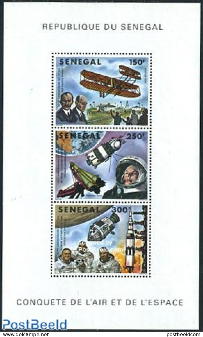 Senegal 1978 Air & Space Exploration S/s, Mint NH, Transport - Aircraft & Aviation - Space Exploration - Flugzeuge