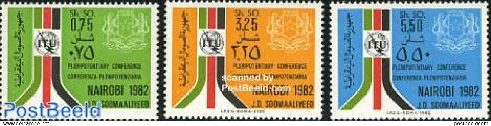 Somalia 1982 World Telecommunication Conference 3v, Mint NH, Science - Various - Telecommunication - I.T.U. - Joint Is.. - Telecom