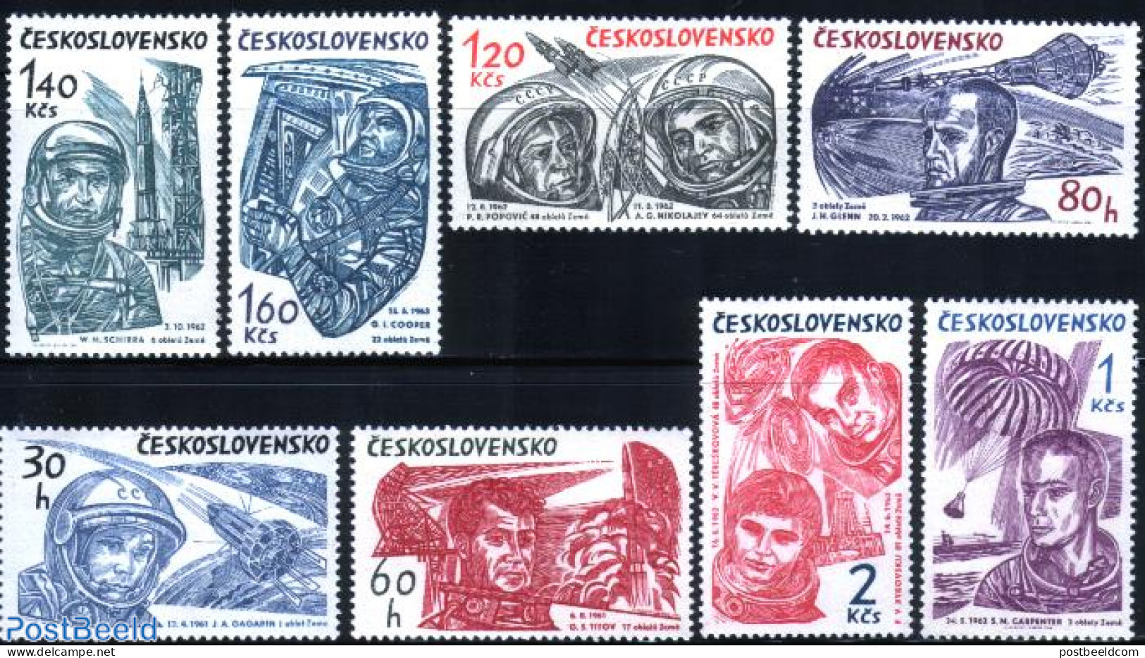 Czechoslovkia 1964 Cosmonautes 8v, Mint NH, Transport - Space Exploration - Autres & Non Classés