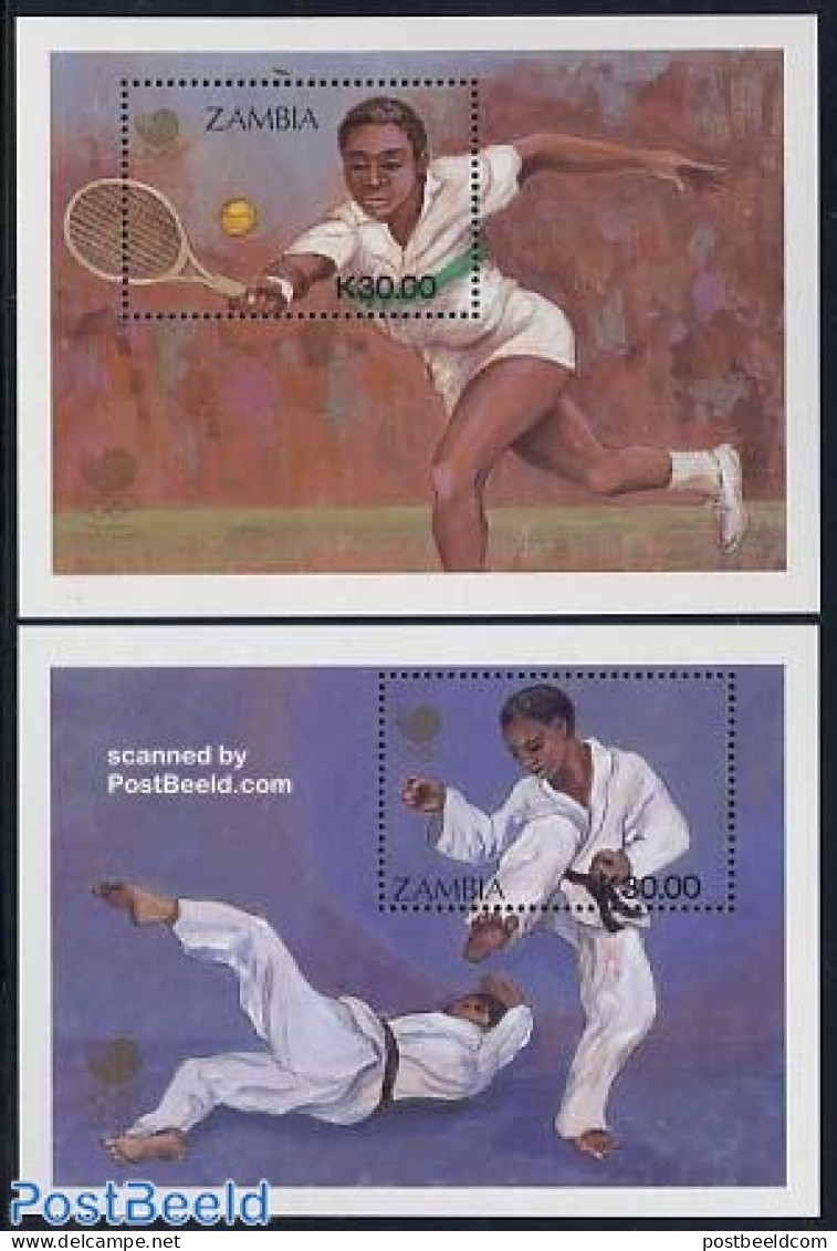 Zambia 1988 Olympic Games 2 S/s, Mint NH, Sport - Tennis - Tennis
