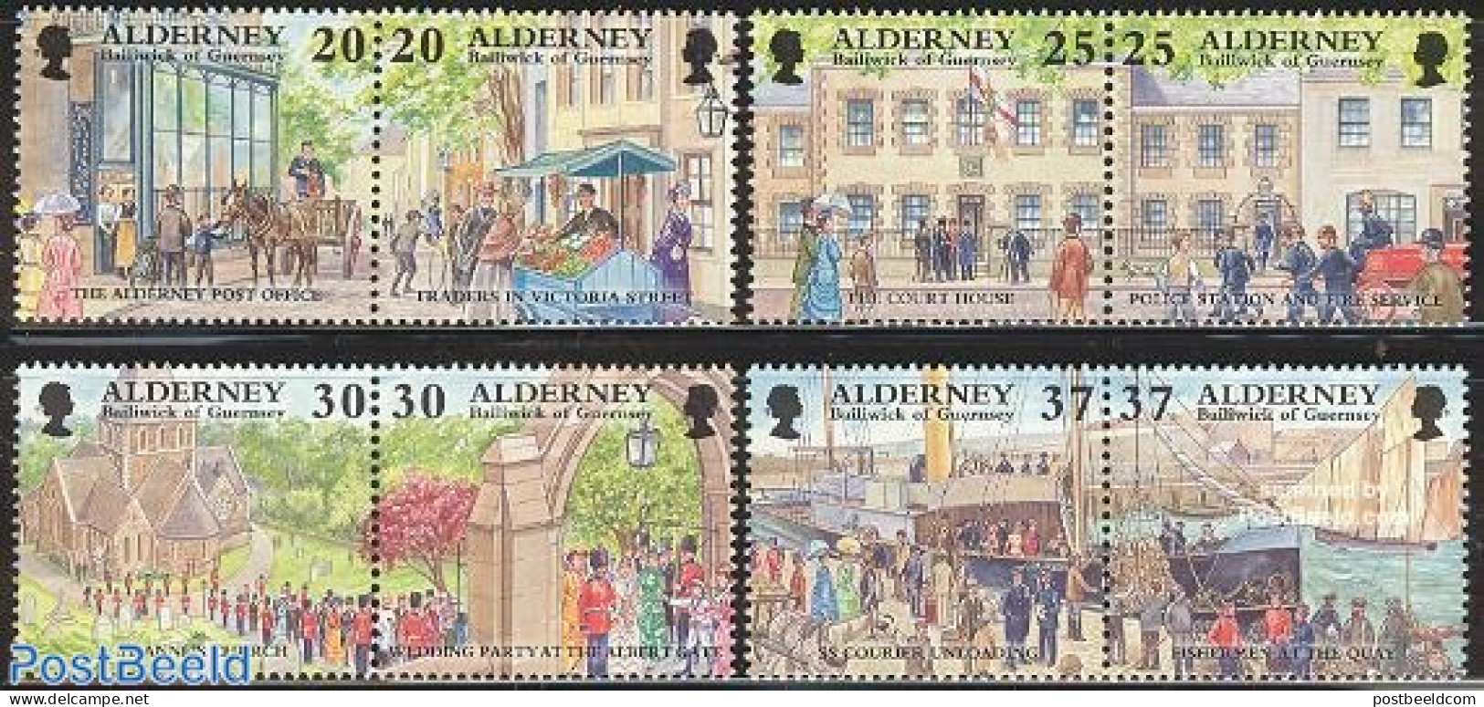Alderney 1998 History 4x2v [:], Mint NH, History - Nature - Religion - Sport - Transport - Various - History - Dogs - .. - Fishes