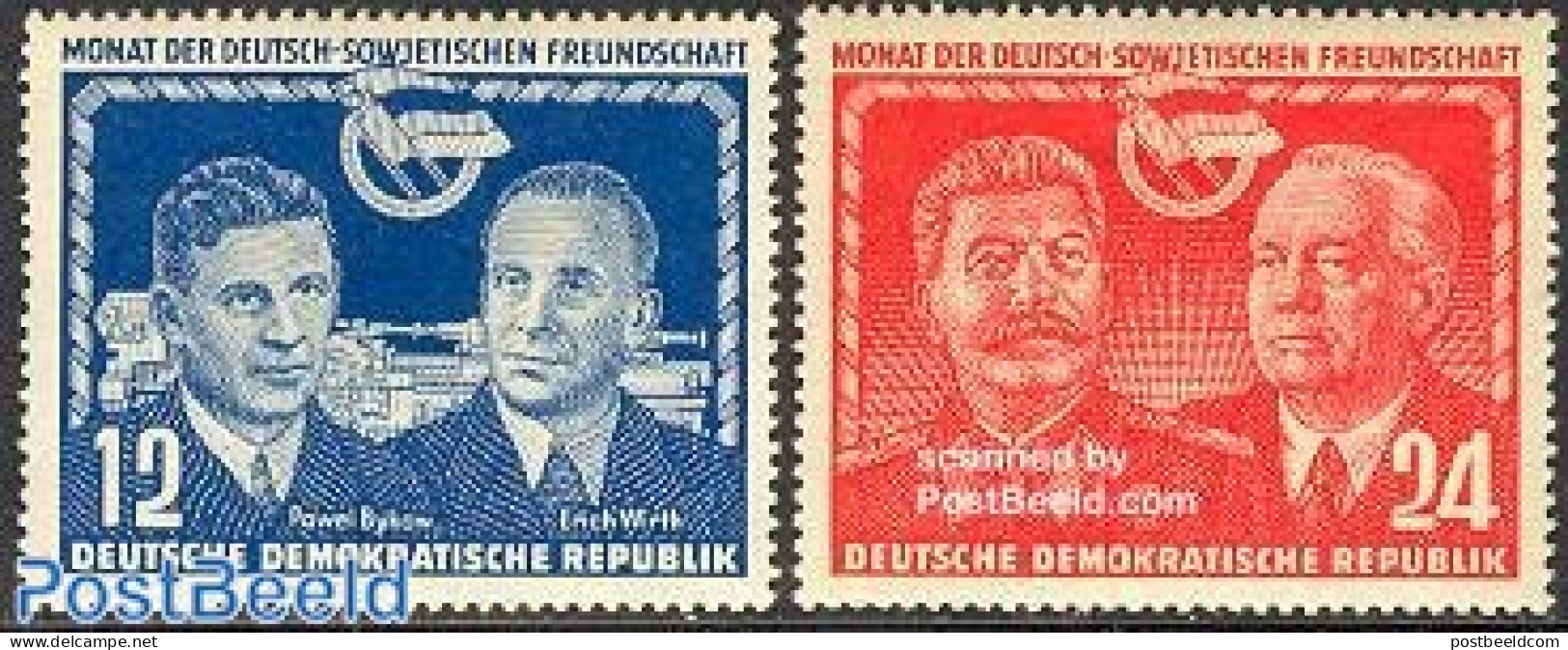 Germany, DDR 1951 Russian Friendship 2v, Mint NH, History - Politicians - Ongebruikt