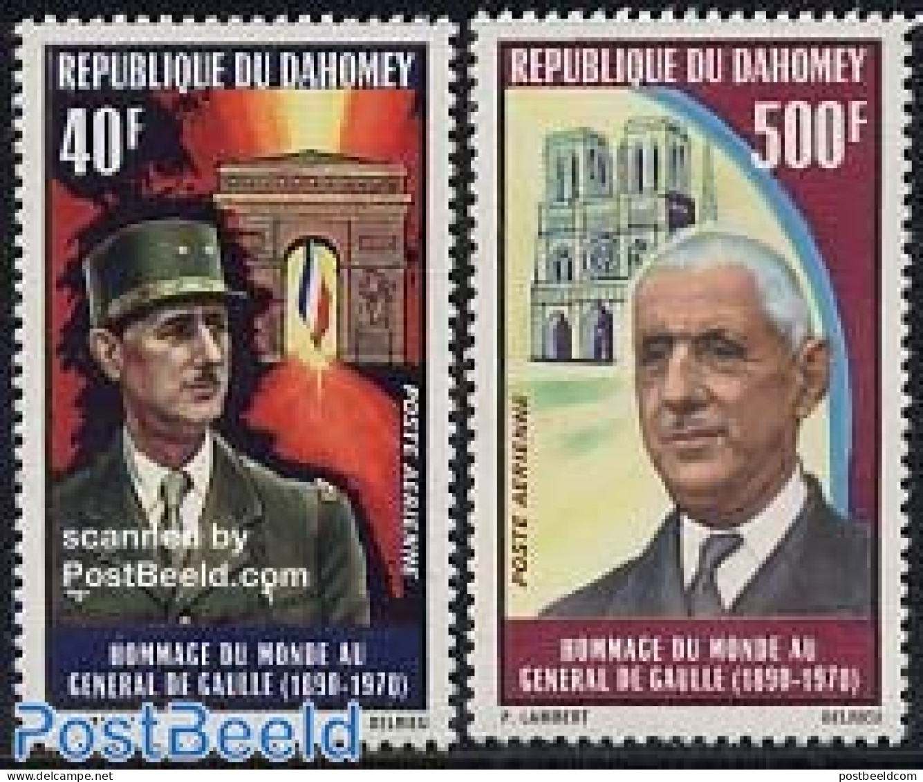 Dahomey 1971 Charles De Gaulle 2v, Mint NH, History - French Presidents - Politicians - World War II - De Gaulle (Generaal)