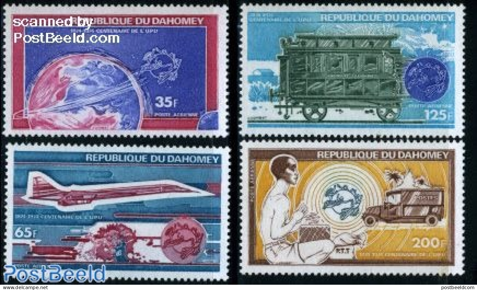 Dahomey 1974 UPU Centenary 4v, Mint NH, Performance Art - Transport - Music - U.P.U. - Concorde - Aircraft & Aviation .. - Music