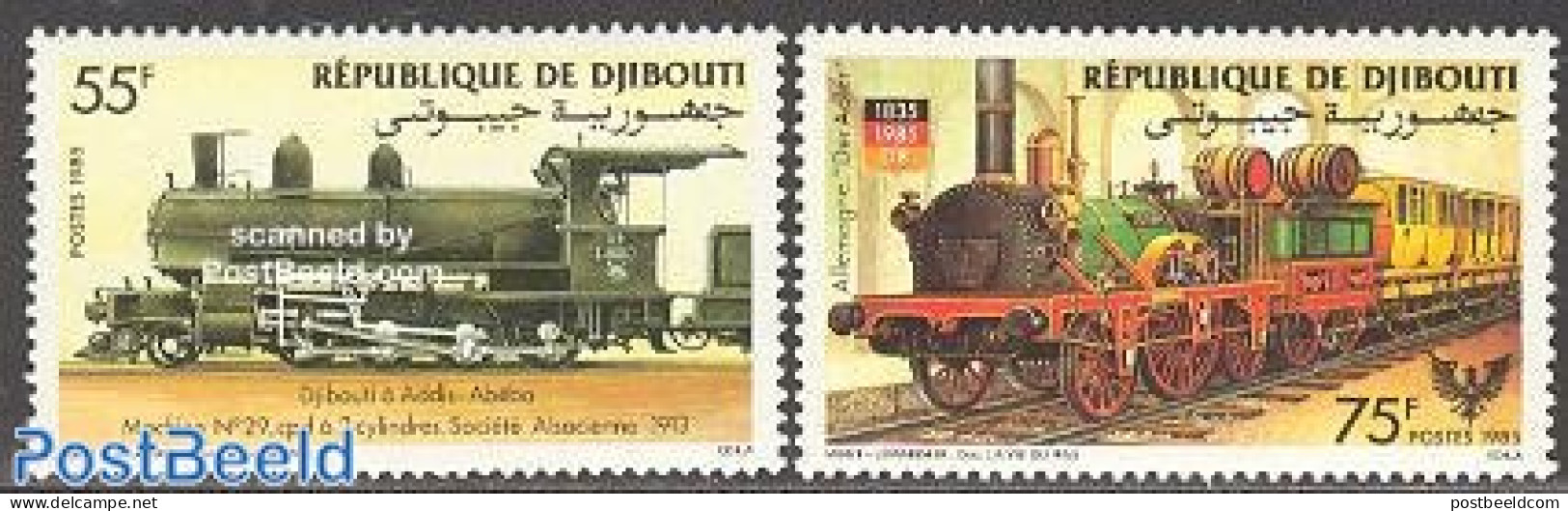 Djibouti 1985 German Railways 2v, Mint NH, History - Transport - Germans - Railways - Trenes