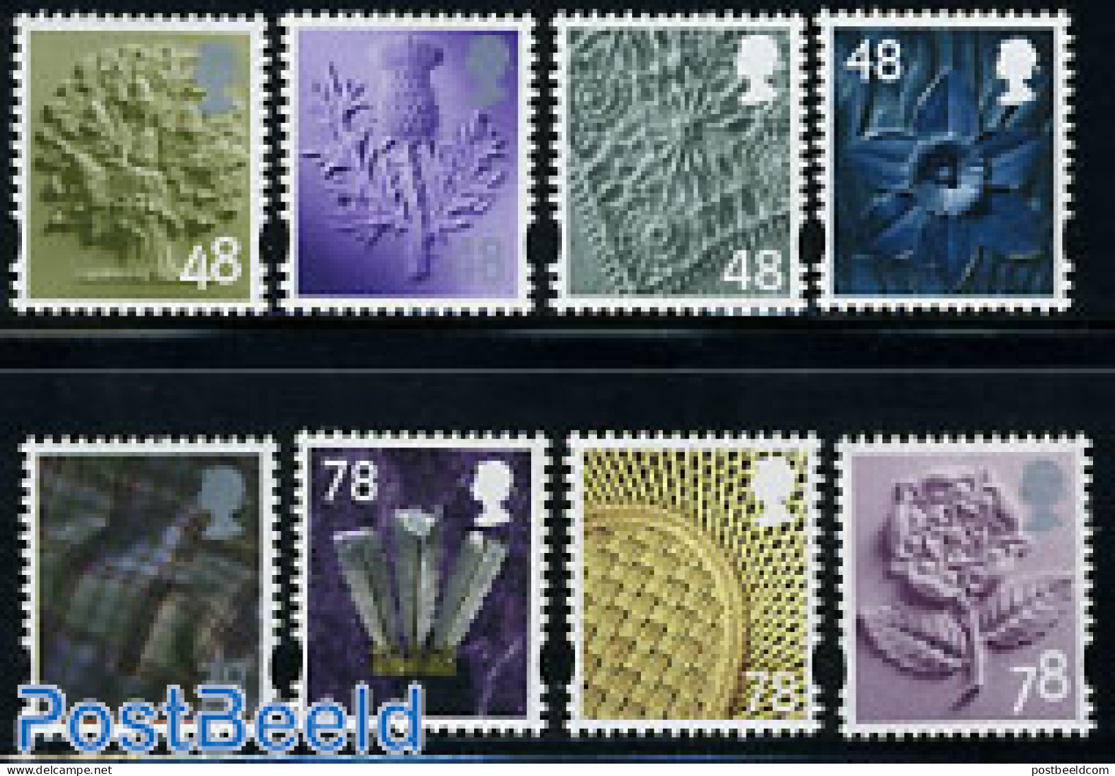 Great Britain 2007 Regional Definitives 8v, Mint NH, Nature - Various - Flowers & Plants - Trees & Forests - Textiles - Unused Stamps