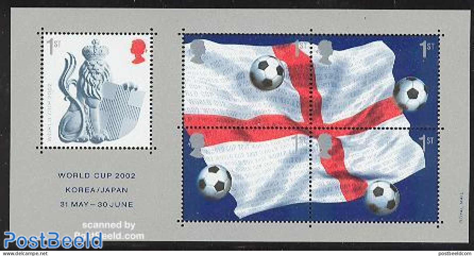 Great Britain 2002 World Football Games S/s, Mint NH, History - Sport - Coat Of Arms - Football - Ungebraucht