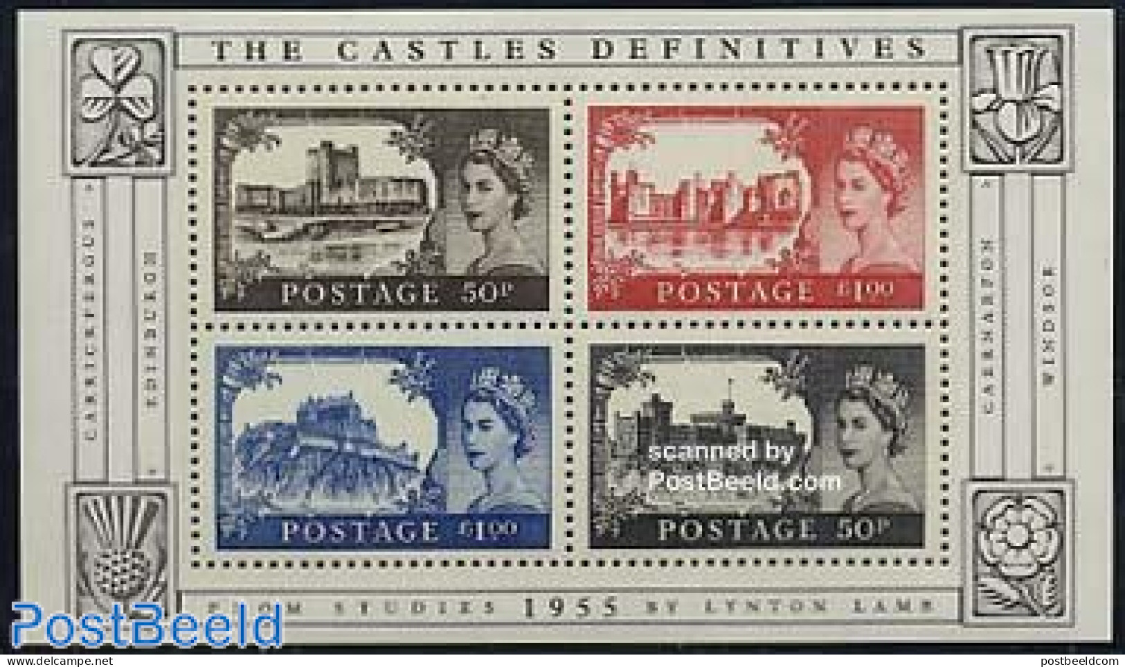 Great Britain 2005 Definitives, Castles 4v M/s, Mint NH, Stamps On Stamps - Art - Castles & Fortifications - Nuovi