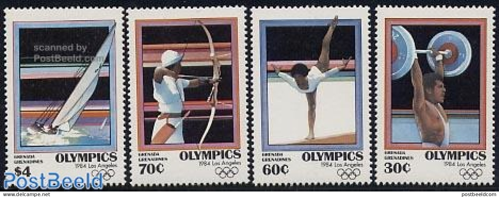 Grenada Grenadines 1984 Olympic Games 4v, Mint NH, Sport - Olympic Games - Sailing - Shooting Sports - Weightlifting - Segeln