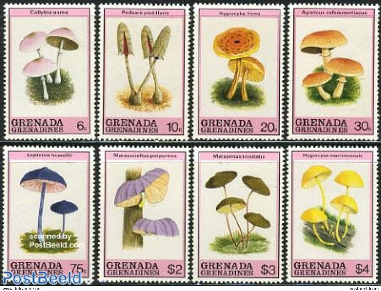 Grenada Grenadines 1989 Mushrooms 8v, Mint NH, Nature - Mushrooms - Funghi