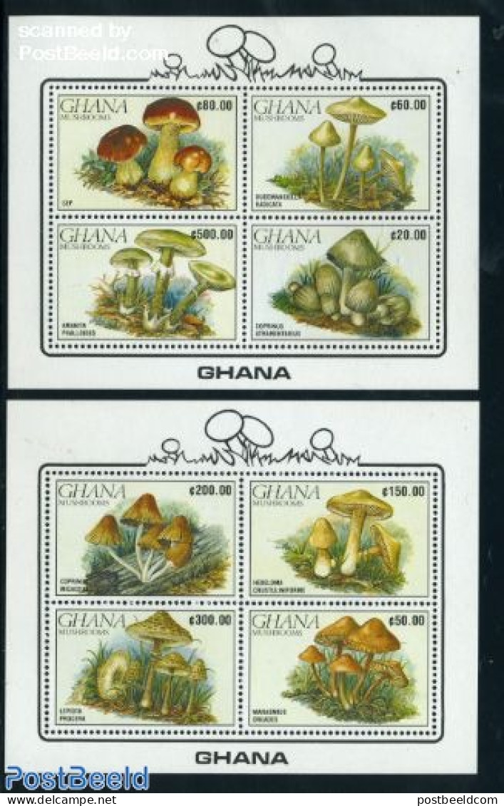 Ghana 1990 Mushrooms 2 S/s, Mint NH, Nature - Mushrooms - Funghi