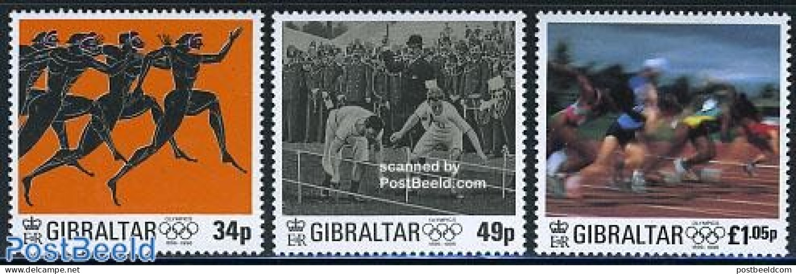 Gibraltar 1996 100 Years Modern Olympics 3v, Mint NH, Sport - Athletics - Olympic Games - Leichtathletik