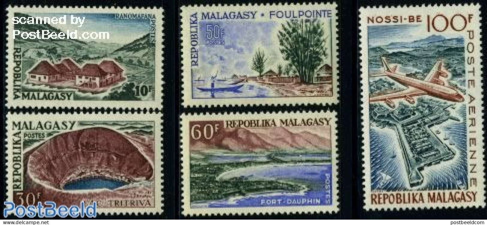 Madagascar 1962 Tourism 5v, Mint NH, History - Transport - Various - Geology - Aircraft & Aviation - Ships And Boats -.. - Airplanes