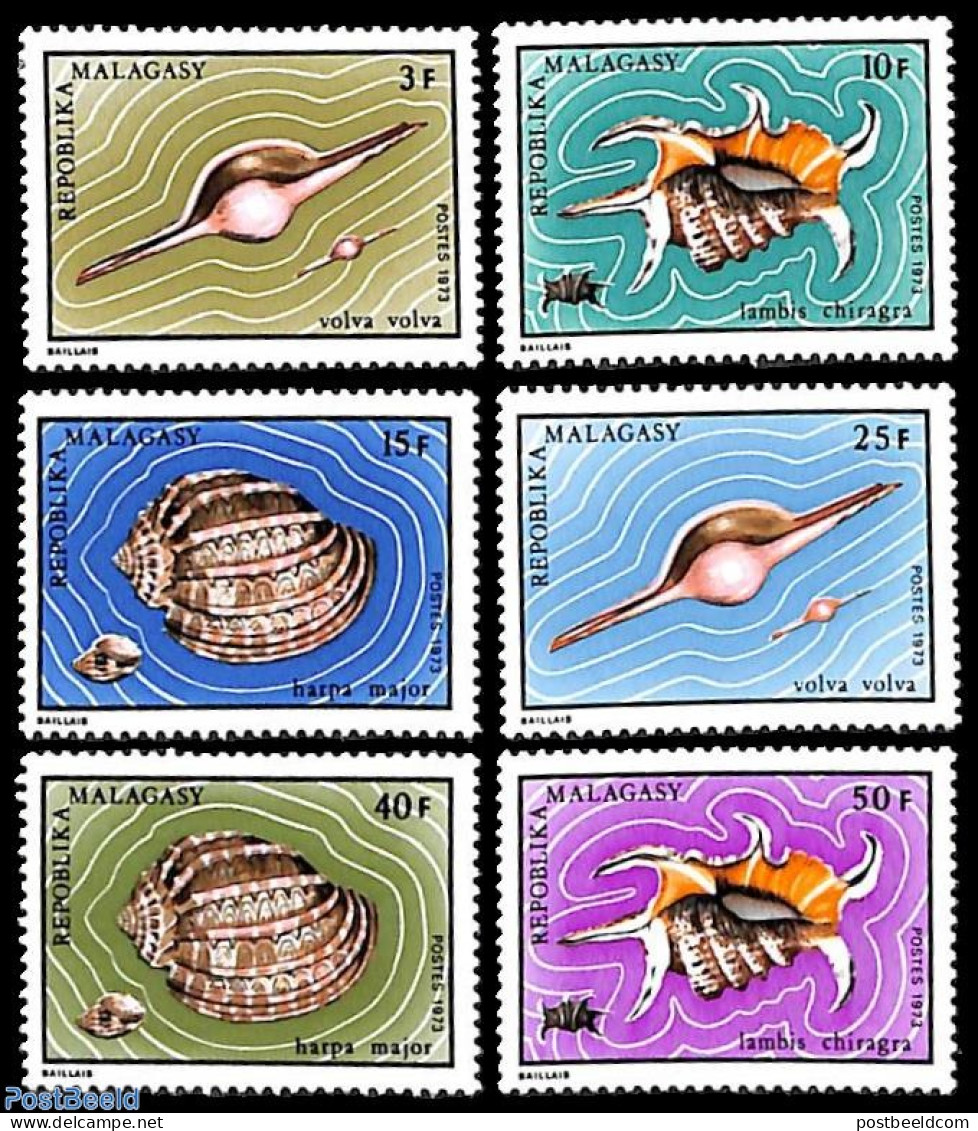 Madagascar 1973 Shells 6v, Mint NH, Nature - Shells & Crustaceans - Meereswelt