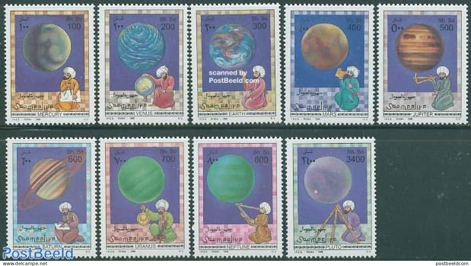 Somalia 1996 Planets 9v, Mint NH, Science - Astronomy - Astrologia