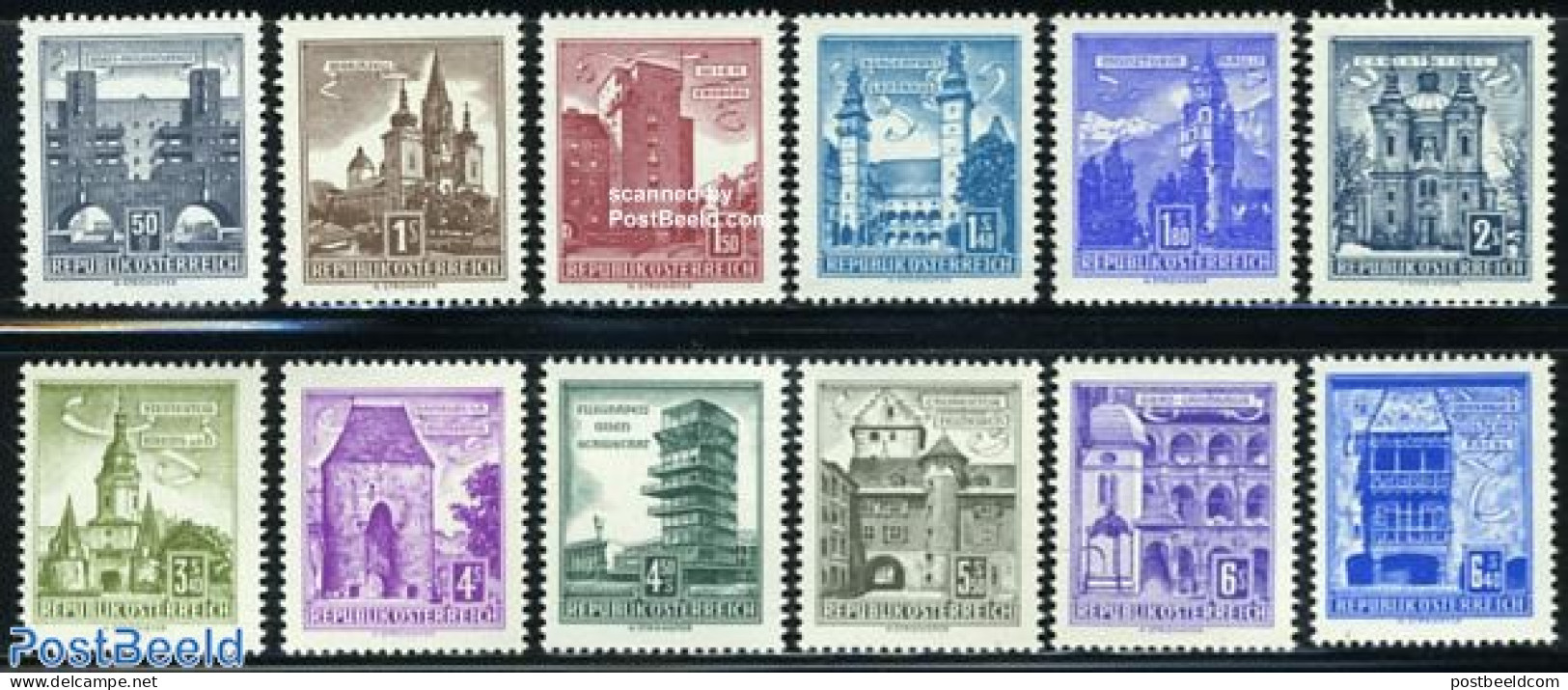 Austria 1958 Definitives 12v, Mint NH, Transport - Aircraft & Aviation - Art - Architecture - Unused Stamps