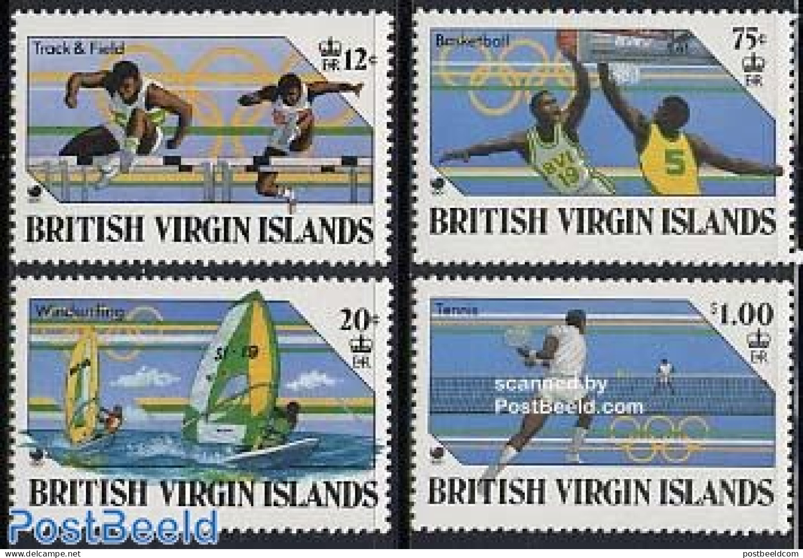 Virgin Islands 1988 Olympic Games 4v, Mint NH, Sport - Basketball - Olympic Games - Tennis - Basket-ball