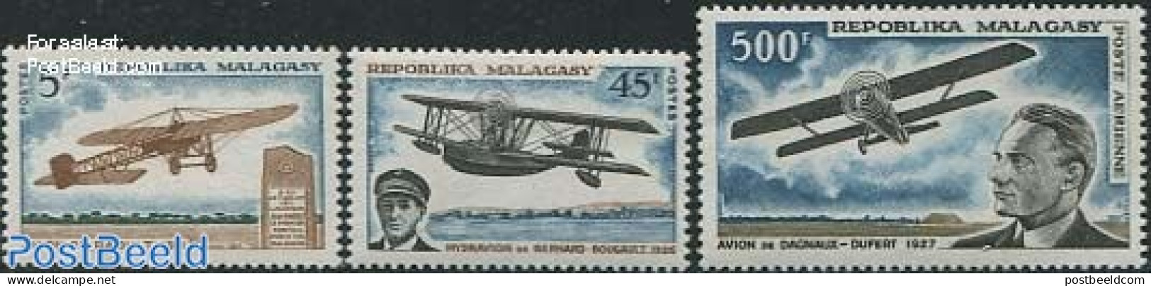 Madagascar 1967 Aeroplanes 3v, Mint NH, Transport - Aircraft & Aviation - Aviones