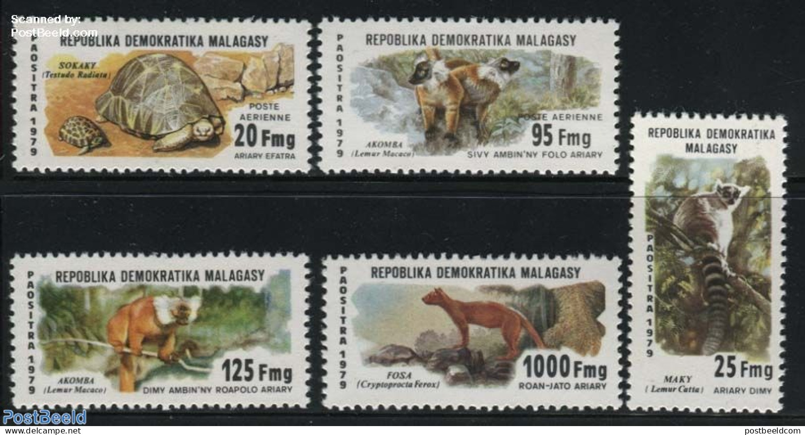 Madagascar 1979 Animals 5v, Mint NH, Nature - Animals (others & Mixed) - Monkeys - Reptiles - Turtles - Sonstige & Ohne Zuordnung