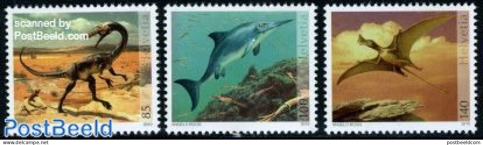 Switzerland 2010 Preh. Animals 3v, Mint NH, Nature - Animals (others & Mixed) - Fish - Prehistoric Animals - Nuovi