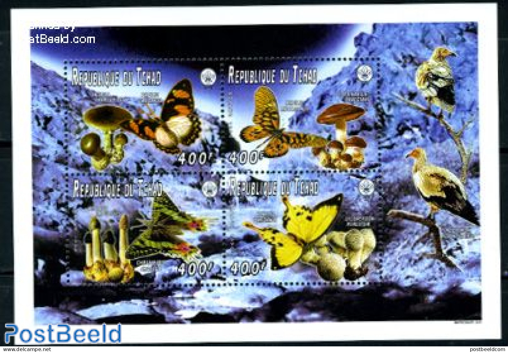 Chad 1996 Butterflies, Mushrooms, Schouting 4x 400F M/s, Mint NH, Nature - Butterflies - Mushrooms - Otros & Sin Clasificación
