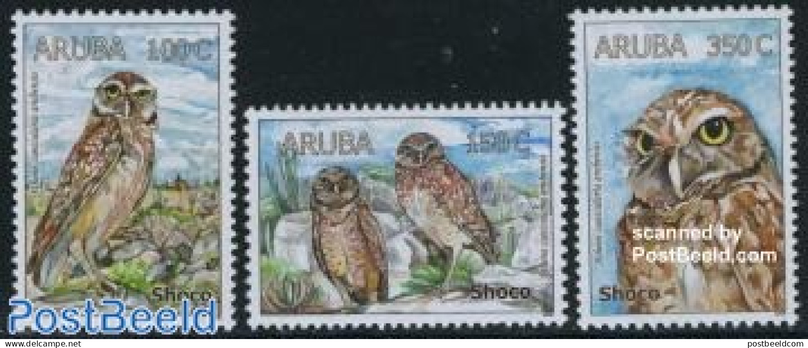 Aruba 2008 Owls 3v, Mint NH, Nature - Birds - Birds Of Prey - Owls - Sonstige & Ohne Zuordnung