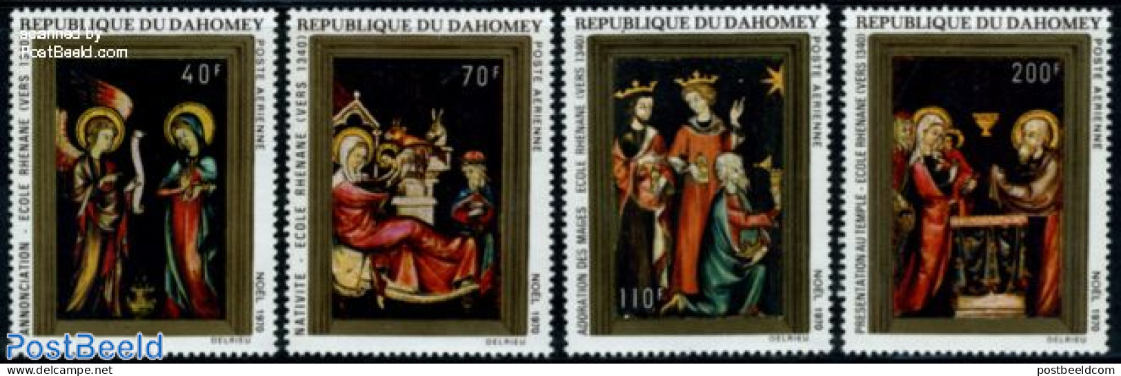 Dahomey 1970 Christmas, Paintings 4v, Mint NH, Religion - Christmas - Art - Paintings - Weihnachten