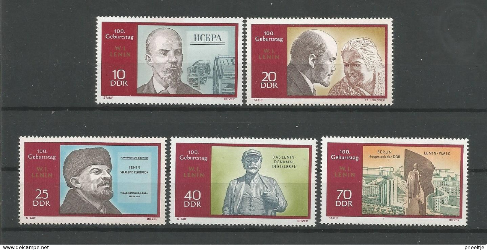 DDR 1970 Lenin Centenary Y.T. 1250/1254 ** - Nuevos