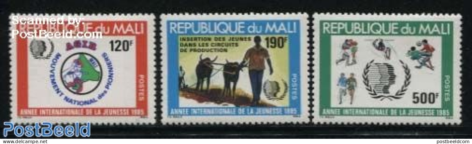 Mali 1985 International Youth Year 3v, Mint NH, Sport - Various - Athletics - Boxing - Football - Sport (other And Mix.. - Athlétisme