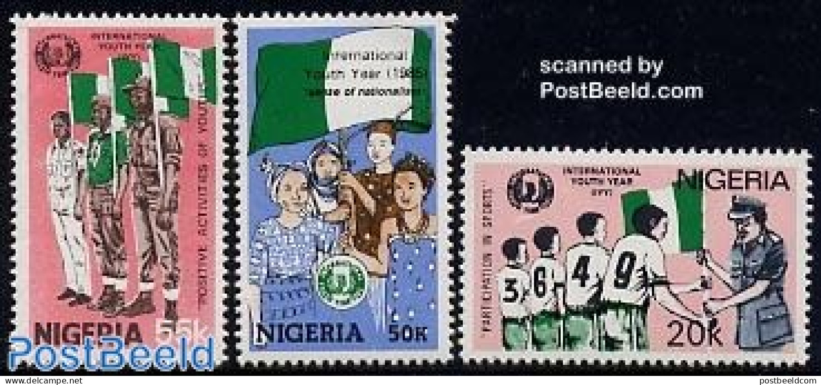 Nigeria 1985 International Youth Year 3v, Mint NH, History - Various - Flags - International Youth Year 1984 - Sonstige & Ohne Zuordnung
