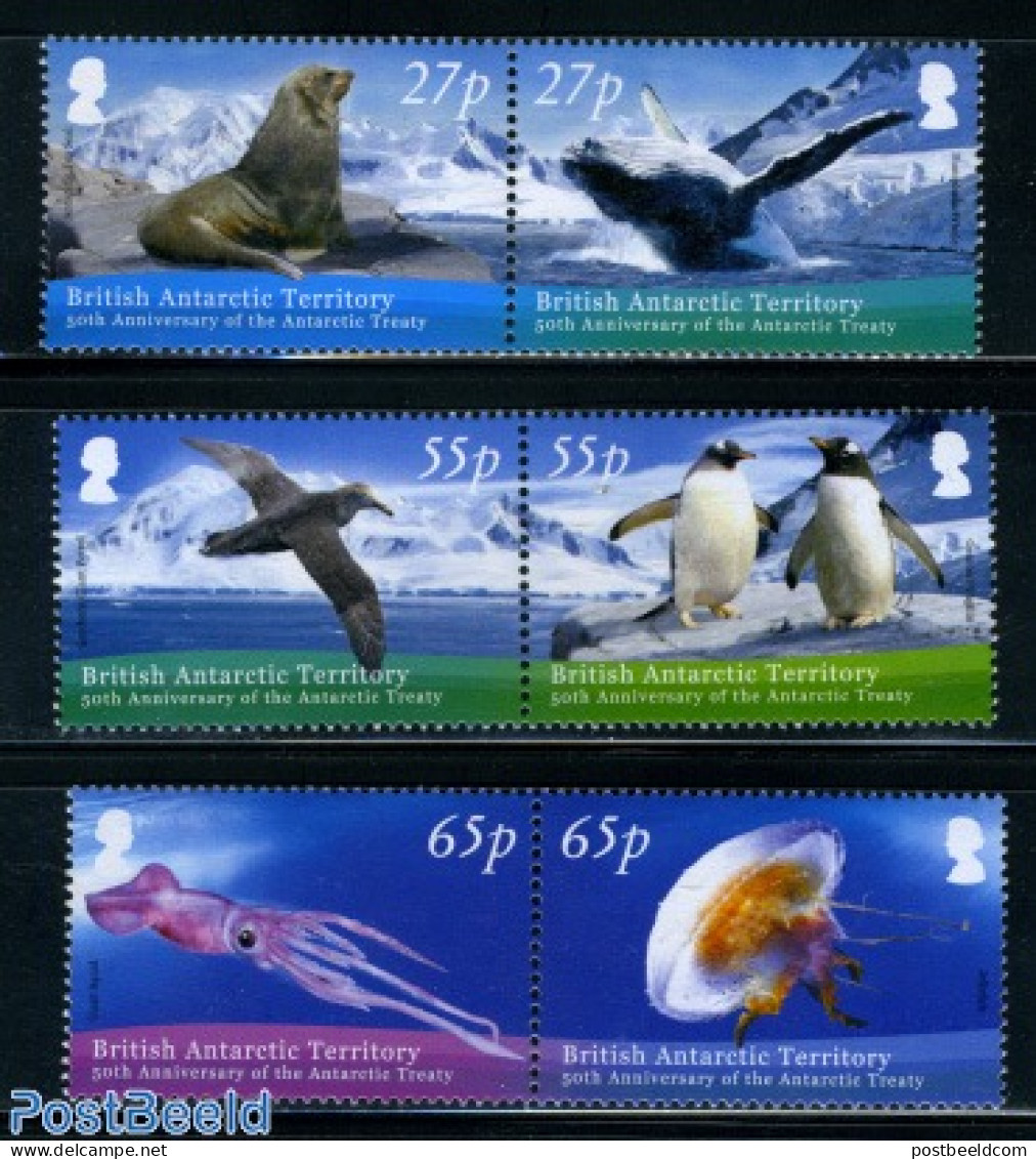 British Antarctica 2009 50 Years Antarctic Treaty 6v (3x[:]), Mint NH, Nature - Science - Animals (others & Mixed) - B.. - Fische