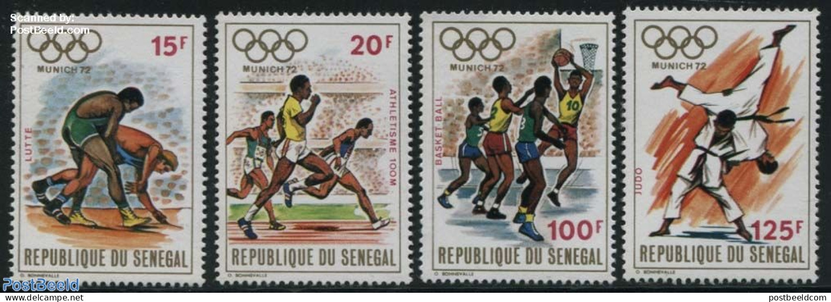 Senegal 1972 Olympic Games Munich 4v, Mint NH, Sport - Basketball - Boxing - Judo - Olympic Games - Basketbal