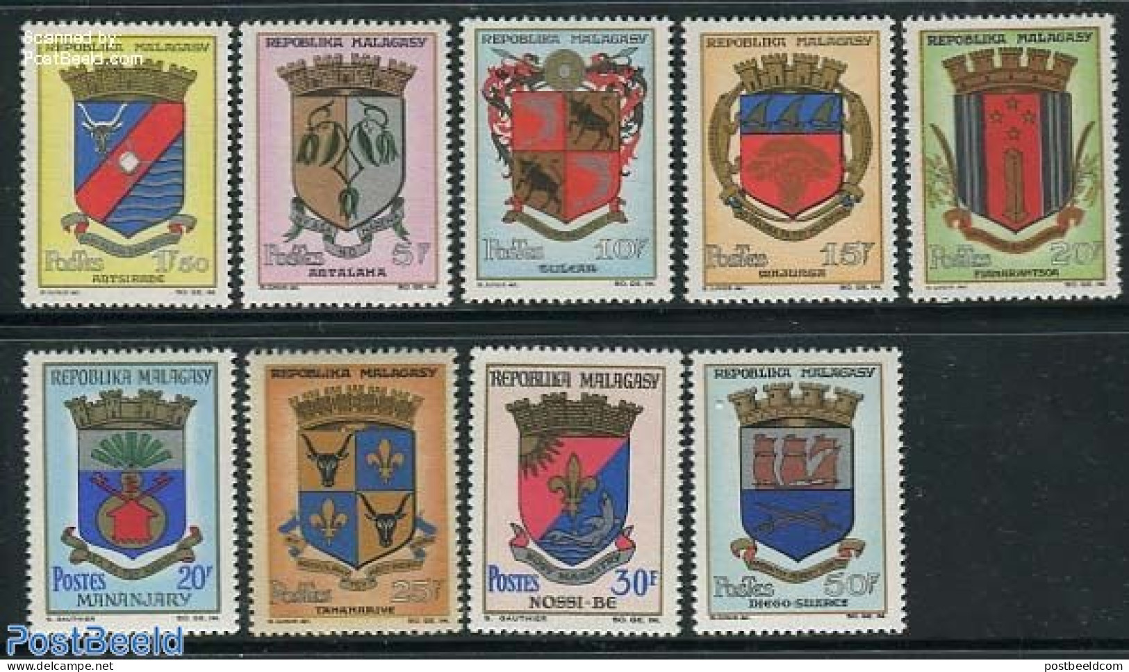 Madagascar 1963 City Coat Of Arms 9v, Mint NH, History - Coat Of Arms - Sonstige & Ohne Zuordnung