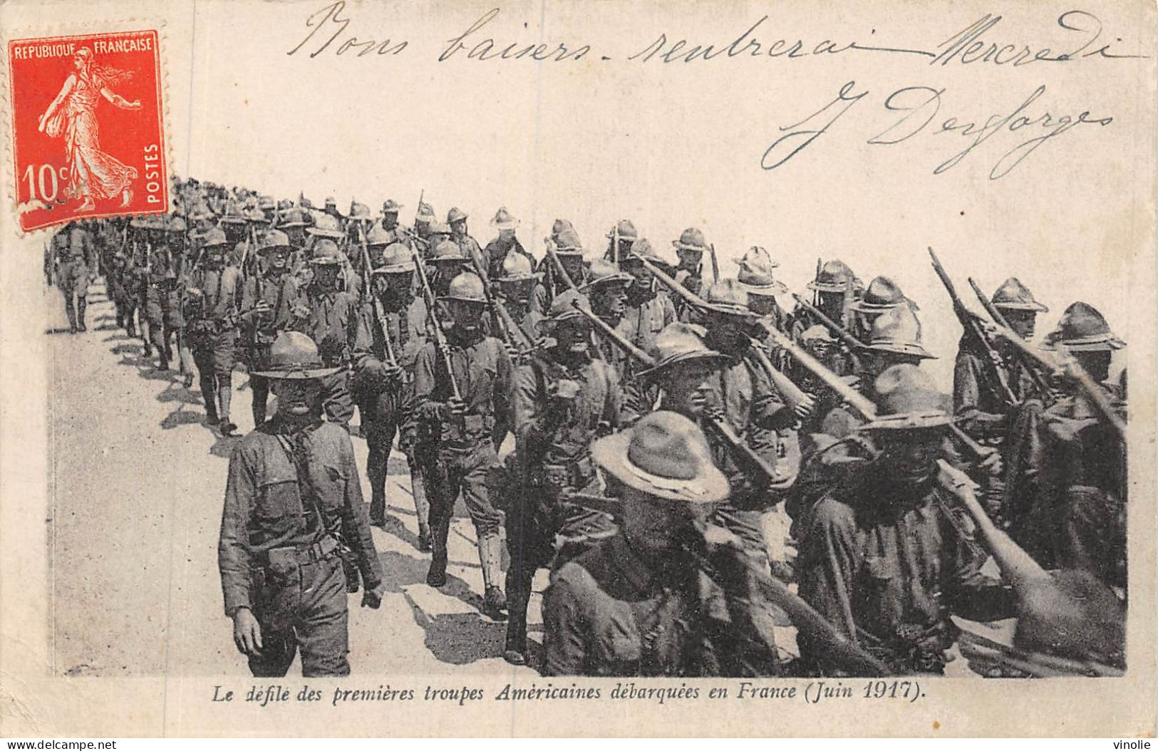 24-5388 : CORRESPONDANCE DES ARMEES DE LA REPUBLIQUE. CARTE FRANCHISE MILITAIRE. TROUPES AMERICAINES - Guerra Del 1914-18