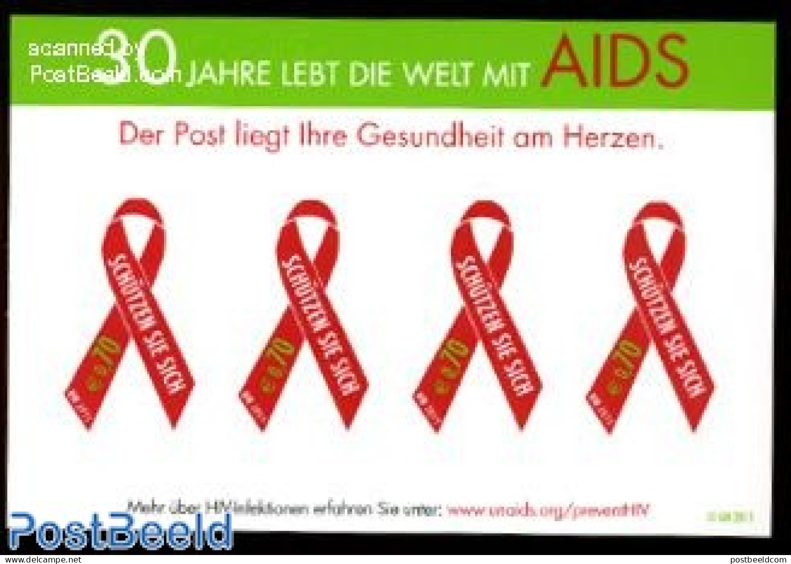 United Nations, Vienna 2011 30 Years AIDS S/s S-a, Mint NH, Health - AIDS - Health - Enfermedades