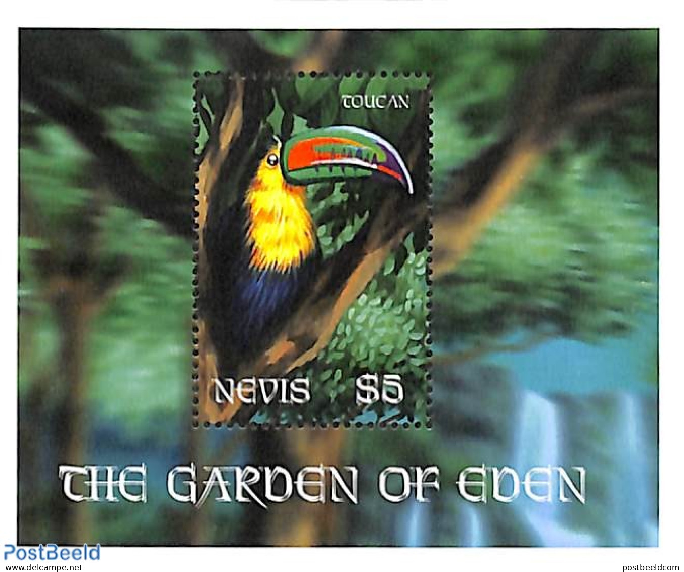 Nevis 2001 Life In Paradise S/s, Toucan, Mint NH, Nature - Birds - Toucans - St.Kitts Y Nevis ( 1983-...)