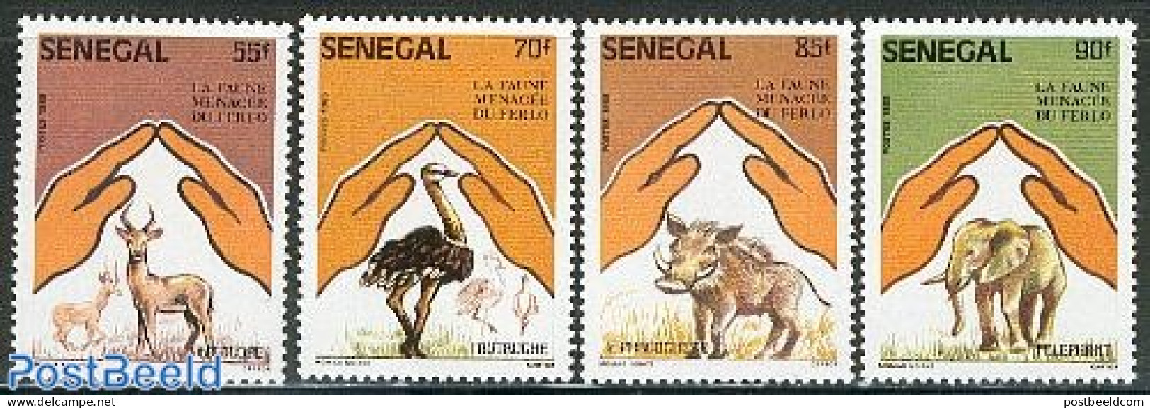 Senegal 1987 Ferlo National Park 4v, Mint NH, Nature - Animals (others & Mixed) - Birds - Elephants - Sénégal (1960-...)