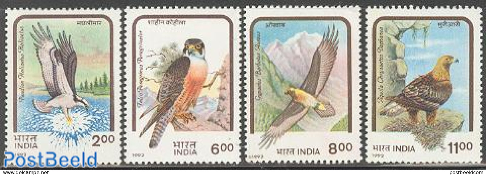 India 1992 Birds Of Prey 4v, Mint NH, Nature - Birds - Birds Of Prey - Ongebruikt