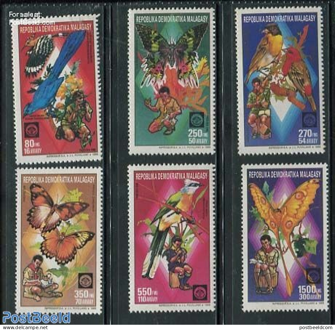 Madagascar 1988 Scouting 6v, Mint NH, Nature - Sport - Birds - Butterflies - Scouting - Sonstige & Ohne Zuordnung