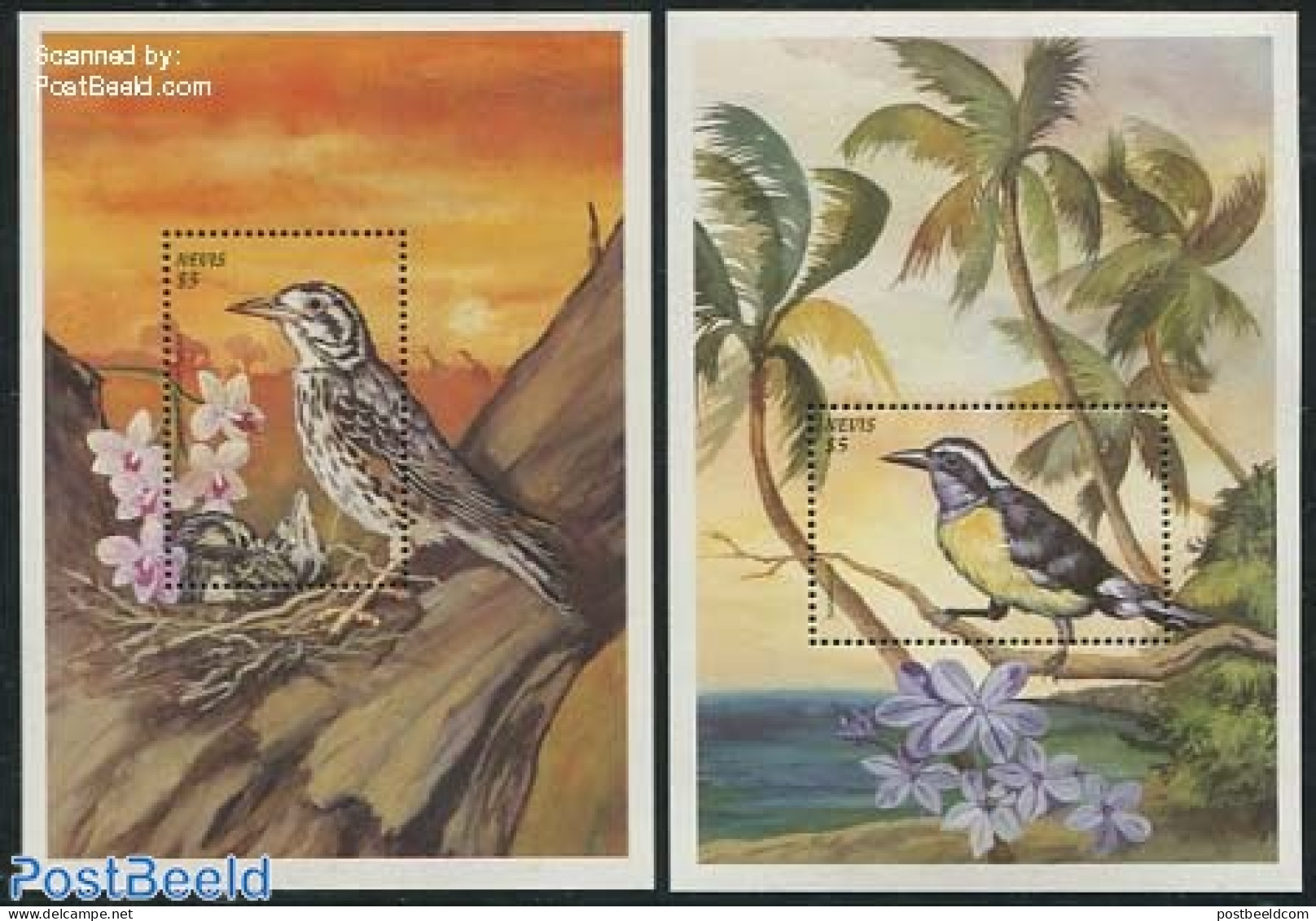 Nevis 1999 Birds 2 S/s, Mint NH, Nature - Birds - St.Kitts E Nevis ( 1983-...)