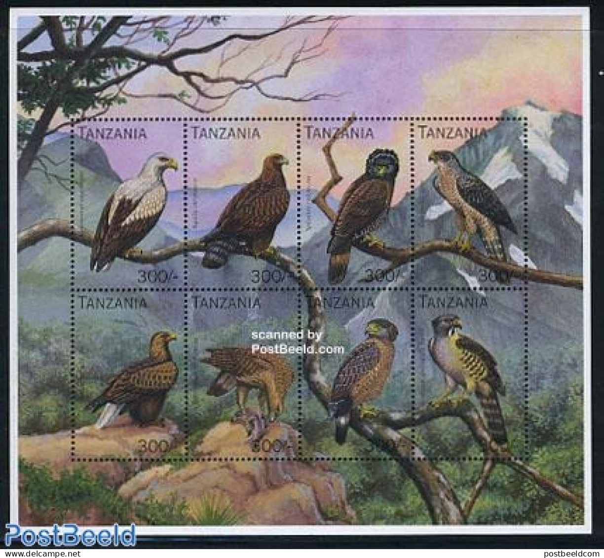 Tanzania 1996 Birds 8v M/s, Mint NH, Nature - Birds - Birds Of Prey - Owls - Tansania (1964-...)