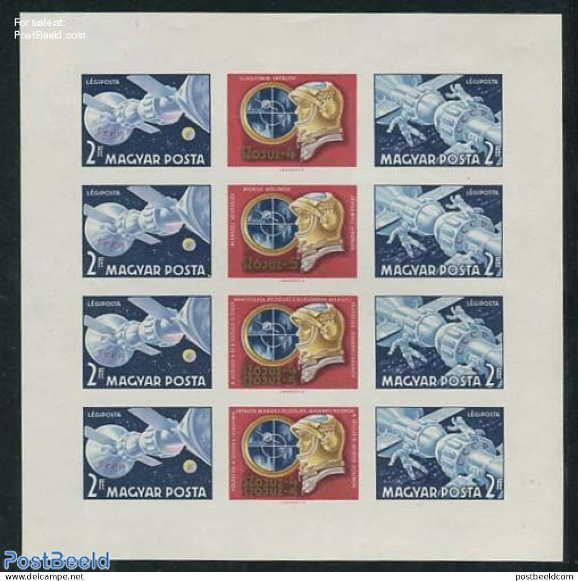 Hungary 1969 Sojuz 4-5 M/s Imperforated, Mint NH, Transport - Space Exploration - Nuovi