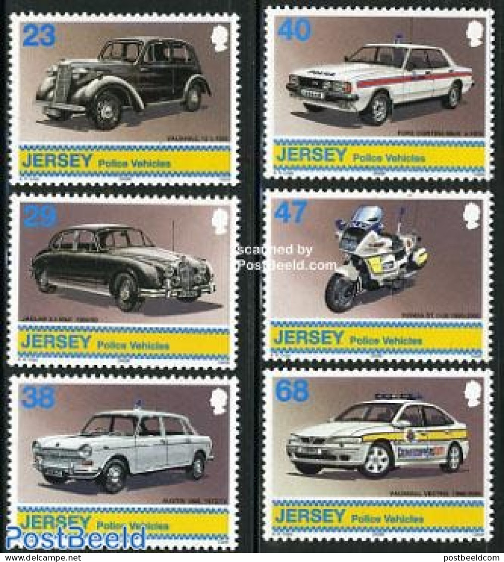 Jersey 2002 Jersey Police 6v, Mint NH, Transport - Various - Automobiles - Motorcycles - Police - Coches