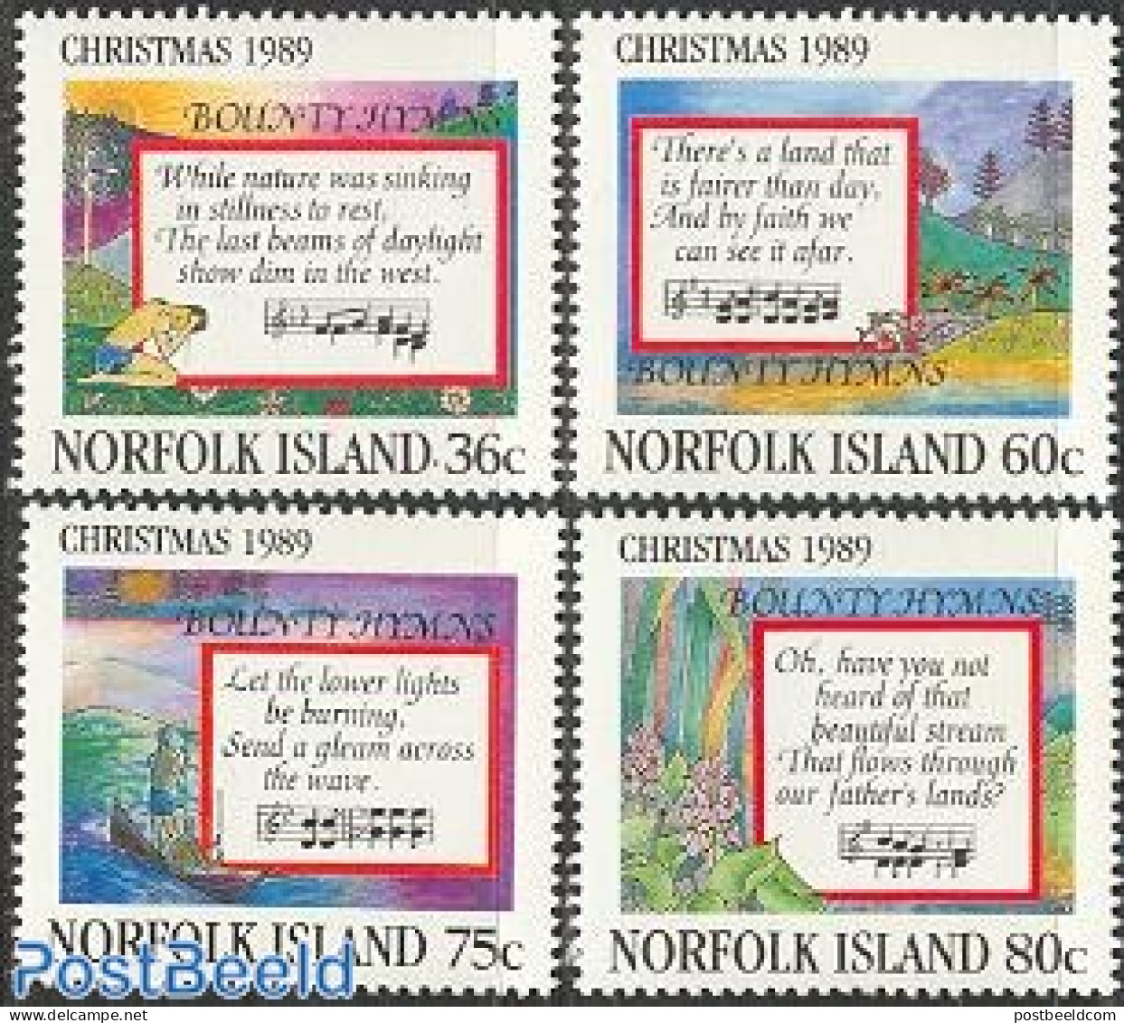 Norfolk Island 1989 Christmas 4v, Mint NH, Performance Art - Religion - Music - Christmas - Música