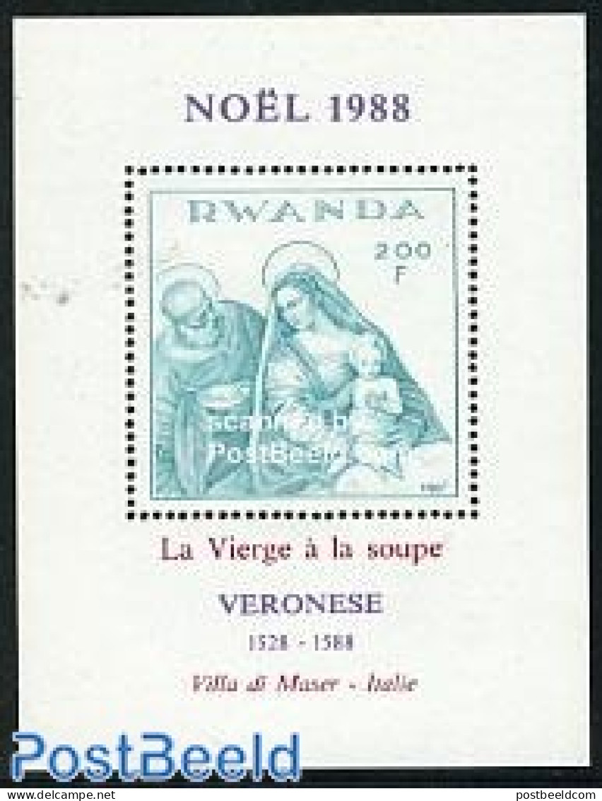 Rwanda 1988 Christmas S/s, Mint NH, Religion - Christmas - Art - Paintings - Weihnachten