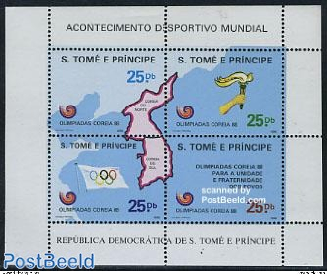 Sao Tome/Principe 1986 Olympic Games Seoul S/s, Mint NH, Sport - Various - Olympic Games - Maps - Geography