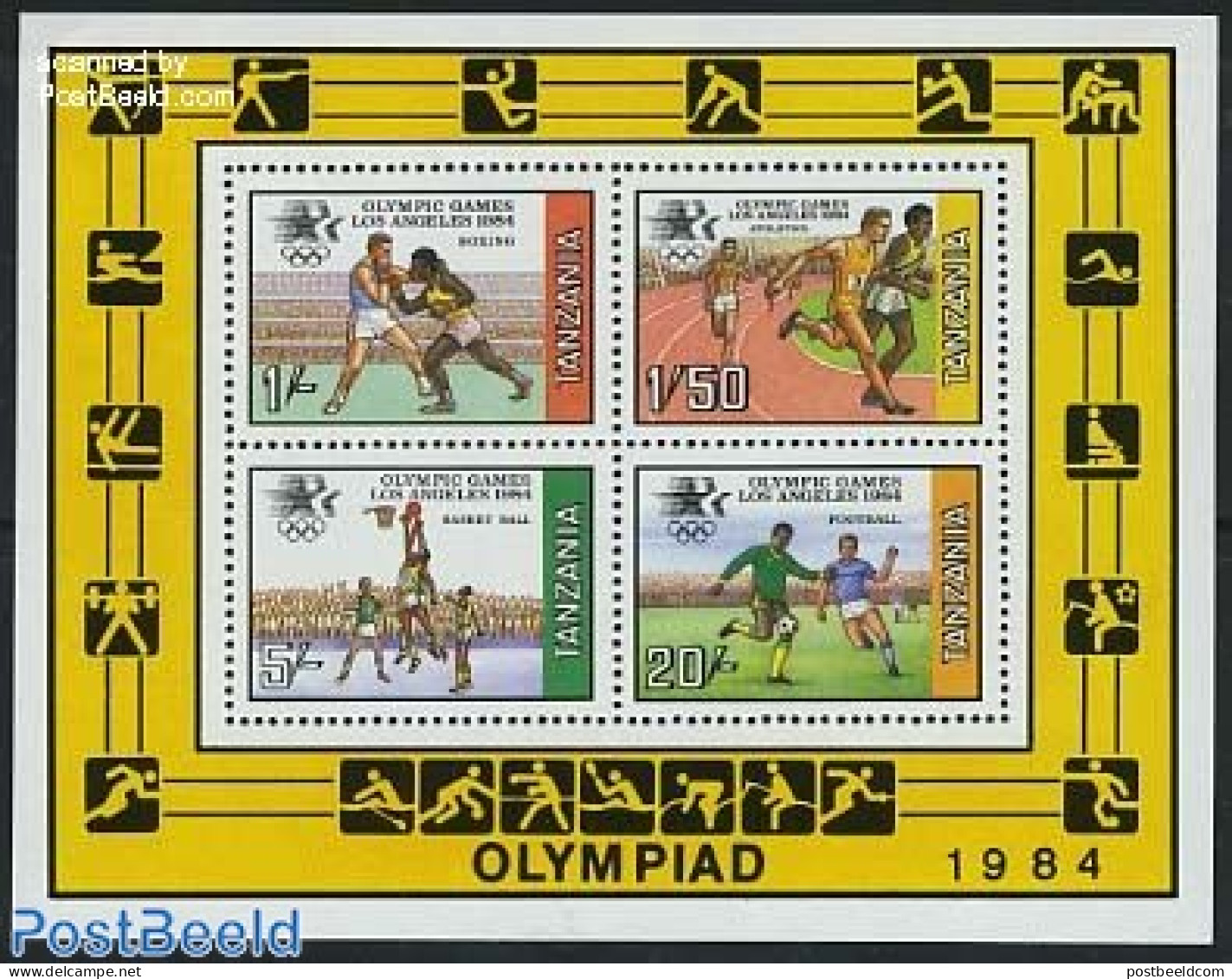 Tanzania 1984 Olympic Games Los Angeles S/s, Mint NH, Sport - Athletics - Basketball - Boxing - Football - Olympic Gam.. - Leichtathletik