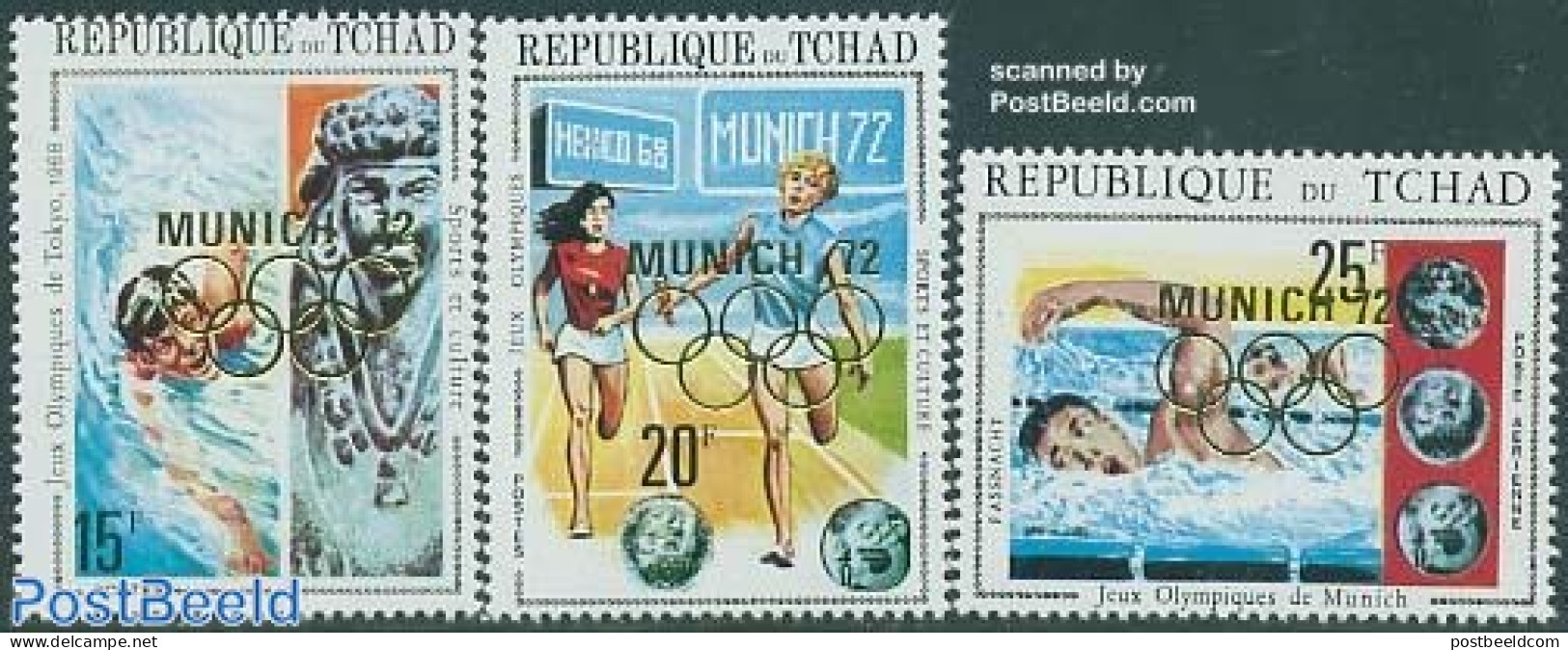 Chad 1972 Olympic Games Munich Overprints 3v, Mint NH, Sport - Olympic Games - Andere & Zonder Classificatie