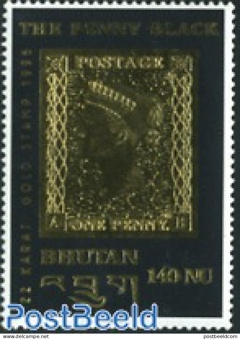 Bhutan 1996 Black Penny 1v, Mint NH, Stamps On Stamps - Postzegels Op Postzegels